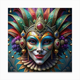 Colorful And Ornate Venetian Carnival Mask Canvas Print