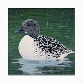 Ohara Koson Inspired Bird Painting Duck 3 Square Canvas Print