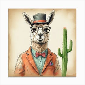 Llama With Glasses 5 Canvas Print