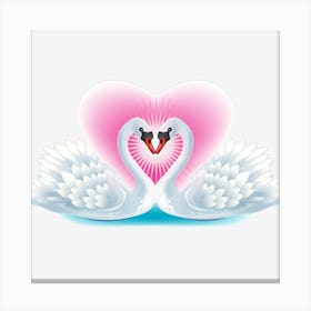 Romantic White Swan Bird In Pairs Love Animals Canvas Print