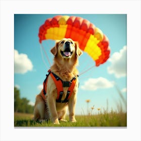 Flux Dev A Majestic Golden Retriever Dog With A Bright Orange 1 Canvas Print