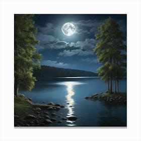 Full Moon Over Water Canvas Print