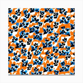 Blue And Orange Floral Pattern Canvas Print