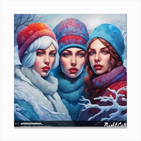 Three Women In Winter Canvas Print