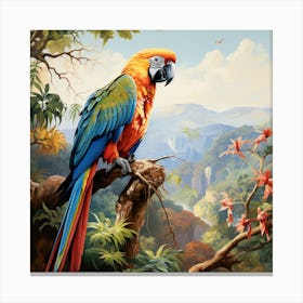 Macaw Parrot In Tree 2 Canvas Print