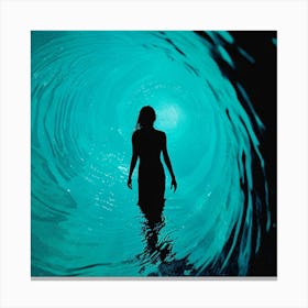 Woman Standing In The Ocean Canvas Print