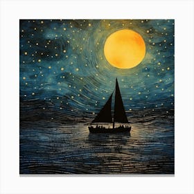 Sailboat At Night 1 Canvas Print