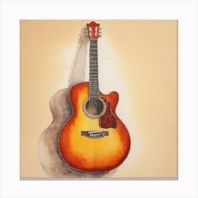 Watercolor Acoustic Guitar Canvas Print