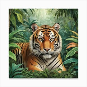 Tiger In The Jungle Art Print 0 1 Canvas Print