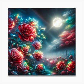 Roses In The Moonlight Canvas Print