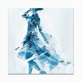 Abstract Woman In Blue Dress Canvas Print