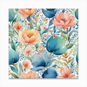 Watercolor Floral Pattern 6 Canvas Print