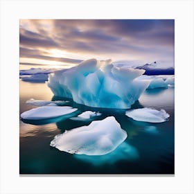 Icebergs At Sunset 18 Canvas Print