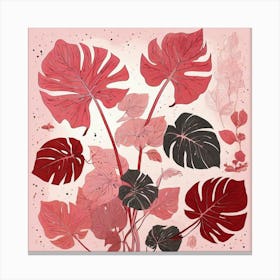 Pink And Red Plant Illustration Monstered Thai Cons tell 1 Canvas Print