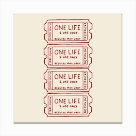 One Life Red Square Canvas Print