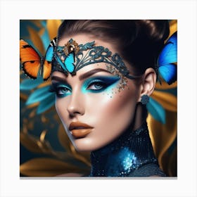 Beautiful Woman With Butterfly Wings 3 Canvas Print