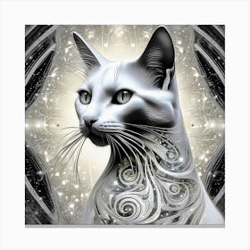 Silver And White Cat Canvas Print