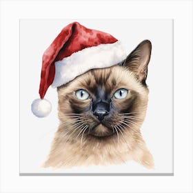 Siamese Cat In Santa Hat 9 Canvas Print