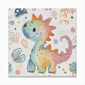 Cute Muted Pastels Ankylosaurus Dinosaur 1 Canvas Print