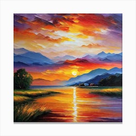 Sunset By The Lake 64 Canvas Print