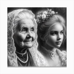 Old Woman And Young Girl 1 Canvas Print