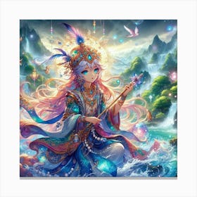 Lord Krishna in his divine form ,anime style Canvas Print
