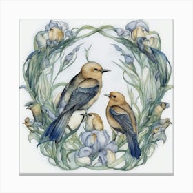 Birds In A Wreath Canvas Print