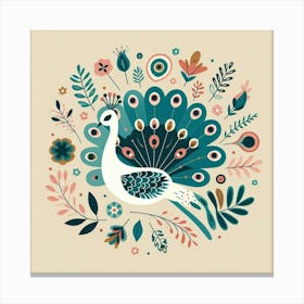 Scandinavian style, Peacock 3 Canvas Print