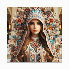 Russian Girl In Traditional Costume Canvas Print