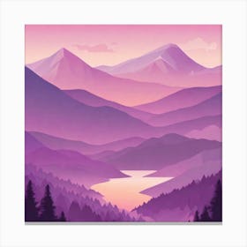 Misty mountains background in purple tone 40 Canvas Print