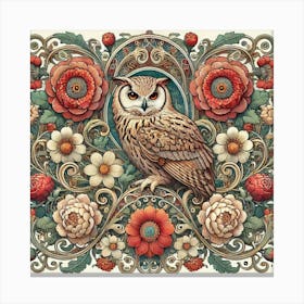 william morris Owl And Flowers Canvas Print