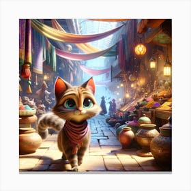 Cat In A Market Canvas Print