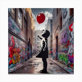 Red Balloon Girl Canvas Print
