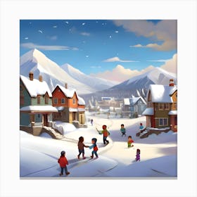 Winter Village Canvas Print