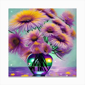 Aster Flowers in a Vase 1 Canvas Print