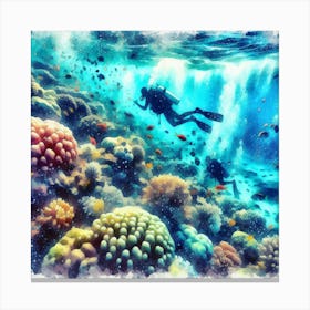 Scuba Diving Underwater Canvas Print