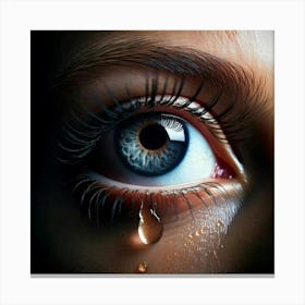 Firefly Hyper Realistic Close Up Of A Tear On Dark Background 30992 (2) Canvas Print