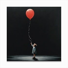 Little Girl With Red Balloon Canvas Print