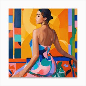 Woman In A Colorful Dress 2 Canvas Print