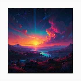Sunset Over The Mountains 5 Canvas Print