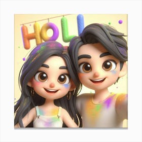 Holi Couple 10 Canvas Print