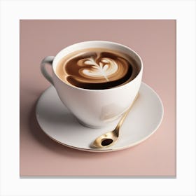 Coffee Cup With Gold Spoon Canvas Print