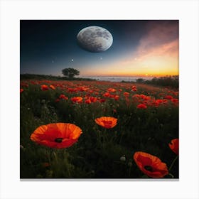 Poppies At Sunset 1 Canvas Print