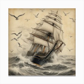 Sailing Ship In Rough Seas art 1 Canvas Print