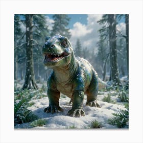 T-Rex In The Snow Canvas Print