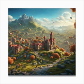 Village In The Mountains Canvas Print