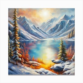 Mountain lac oil painting abstract painting art Canvas Print