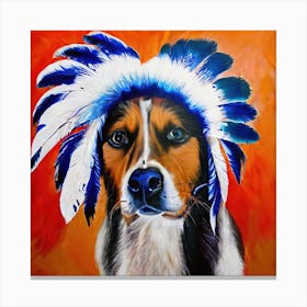 Dog With Feathers Painting Canvas Print