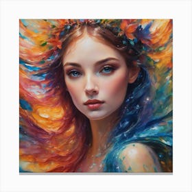 Girl With Colorful Hair Canvas Print