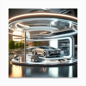 Futuristic Car Showroom 4 Canvas Print